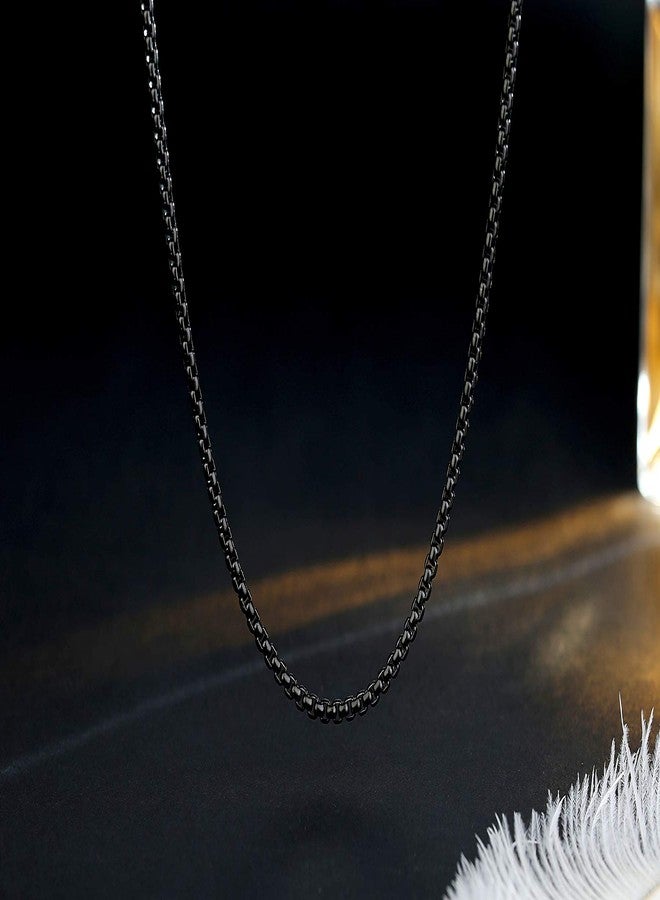 FOSIR Mens Womens 5mm Stainless Steel Black Rolo Chain Necklace, Box Chains for Men (30 Inch) - Image 3